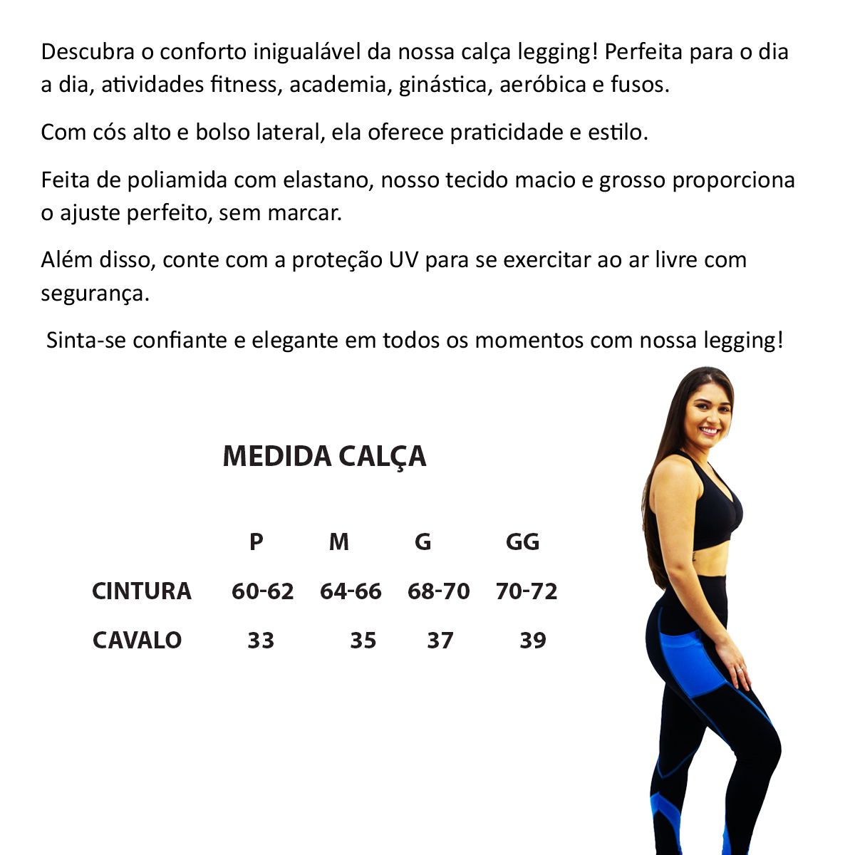 Legging Academia Cós Alto Bolso Lateral Fitness
